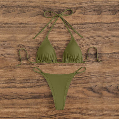 Maillot de bain trois points multicolore avec lien à nouer au cou, maillot de bain à sources chaudes