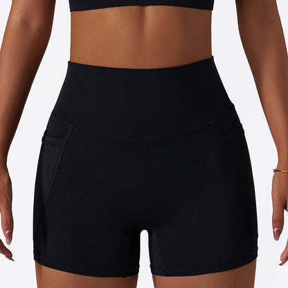 Short de sport en soie glacée d'été nude, pantalon de yoga moulant à séchage rapide