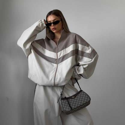 Ensemble deux pièces sport pour femme – Survêtement rayé contrasté