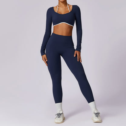 Ensemble de yoga à dos coloré, combinaison de sport et de fitness moulante pour femmes