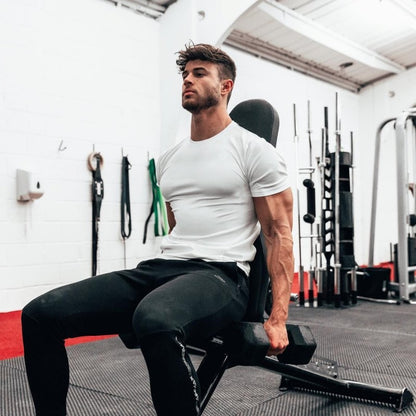 T-shirt de sport à manches courtes et coupe ajustée pour homme, séchage rapide, en soie de lait