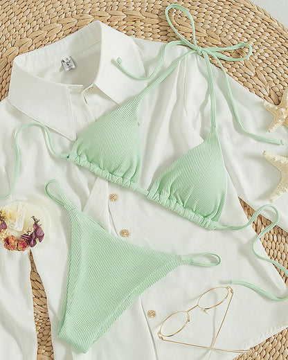 Maillot de bain trois points multicolore avec lien à nouer au cou, maillot de bain à sources chaudes