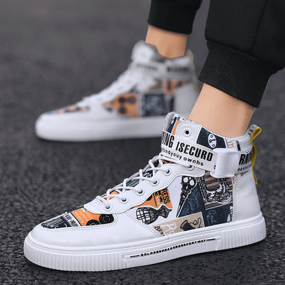 Men's trendy shoes, new high top shoes for teenagers