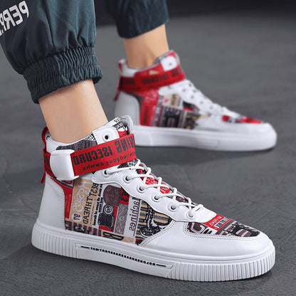 Men's trendy shoes, new high top shoes for teenagers