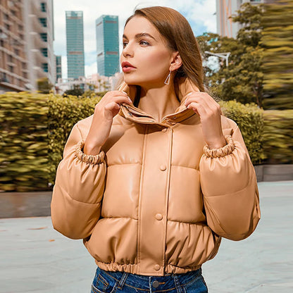 Manteaux d'hiver épais en cuir PU pour femmes