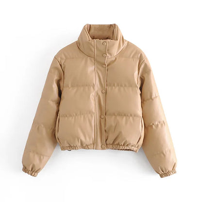 Manteaux d'hiver épais en cuir PU pour femmes